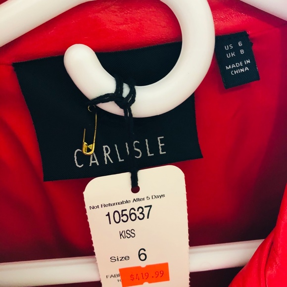 Ladies Sexy Red Leather Jacket - Picture 2 of 6